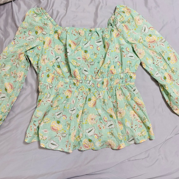 NWT Torrid Clip Dot  Cotton Viole Blouson Sl. Sq. Neck Smocked Top Size 1X 14-16 - Picture 9 of 13